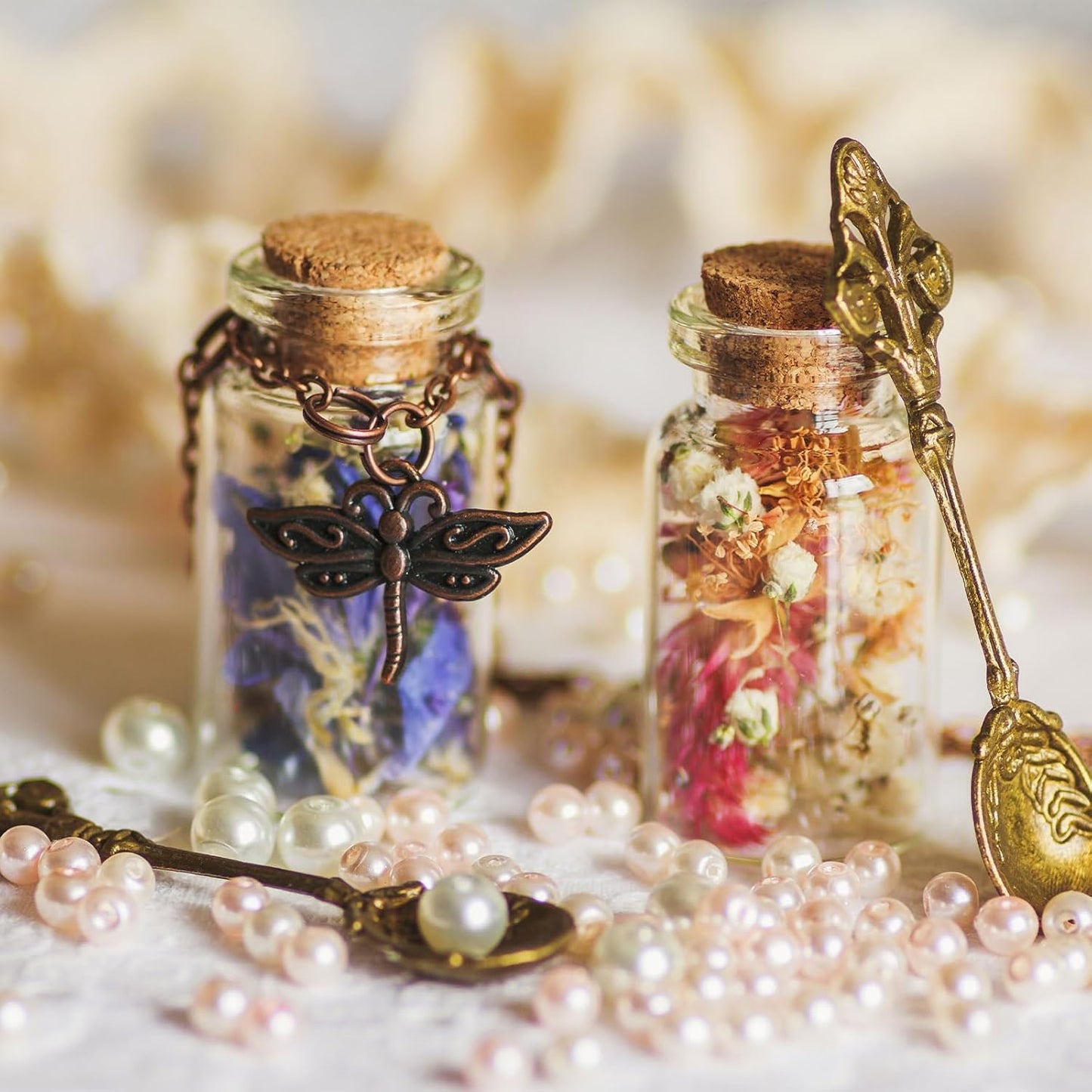 uxcell 10Pcs Mini Glass Bottles with Cork Stoppers, 20ml Small Clear Bottles Glass Empty Jars Vials for DIY Crafts Party Wedding Decor Favors