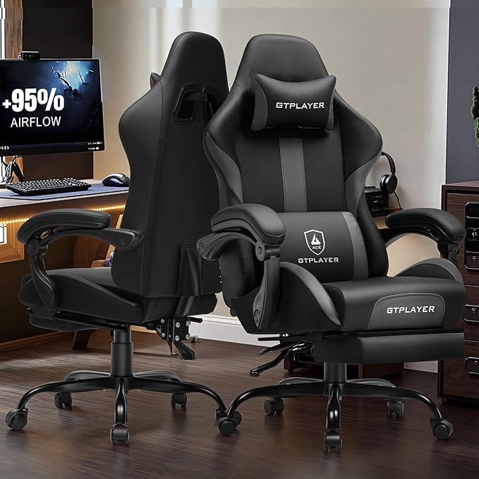 GTPLAYER Gaming Chair with Pocket Spring Cushion, Leather Office Chair with - Image 2