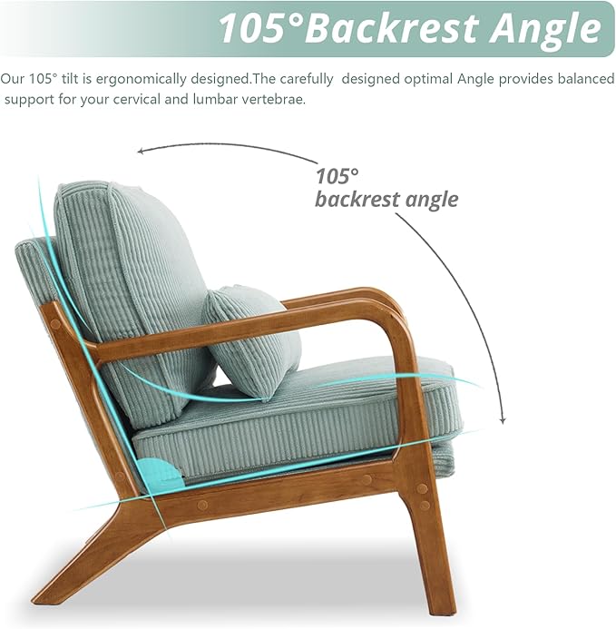 Karl home Mid-Century Modern Accent Chair, Living Room Chairs - Image 5