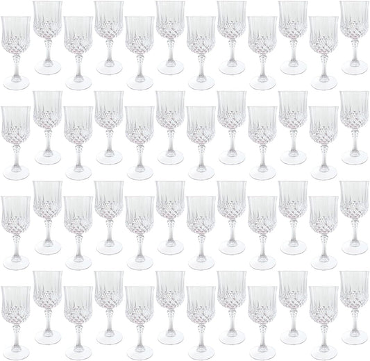 Plastic Wine Glasses，Plastic Goblets Vintage Style Cordial Drinking Glasses for Wedding Reception, Grand Event Party Supplies (48, transparent)
