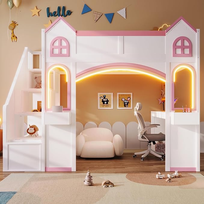 Princess-Themed Castle Loft Bed by Unknown