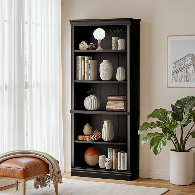 Furniwell Bookcase Bookshelves, 5-Shelf Tall Bookcase 71" Wood Open Display by WellFurnitureHomeLifeWell