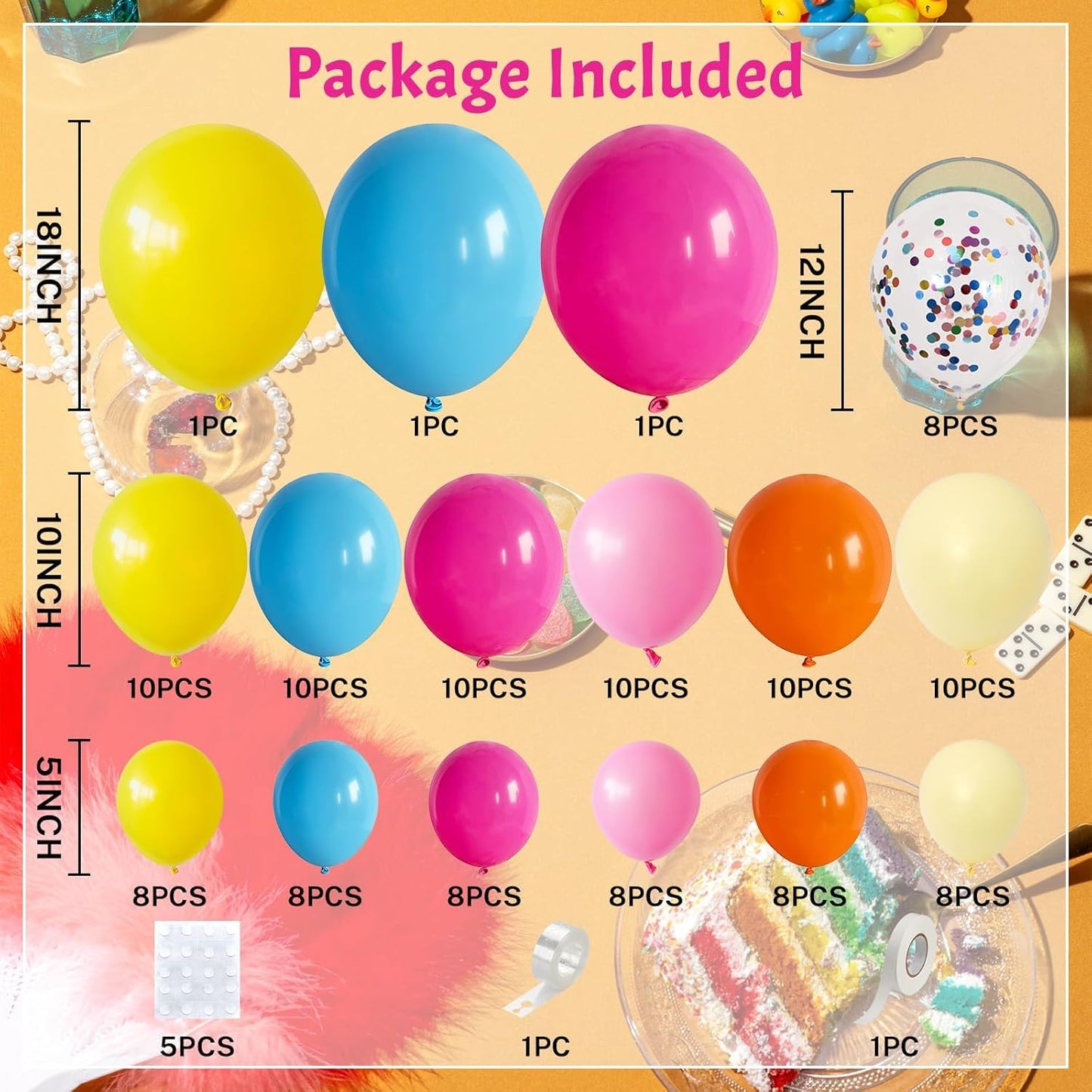 Rainbow Balloon Arch Kit 126Pcs Colorful Balloons Garland Multicolor Assorted Primary Color Pride Birthday Party Balloons for Kids Carnival Circus Fiesta Baby Shower Wedding Anniversary Decorations