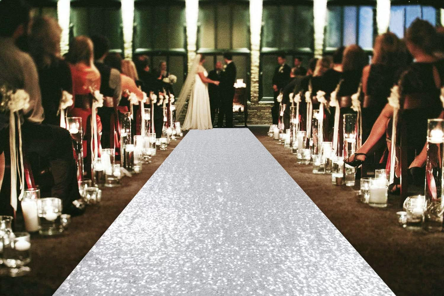 ShinyBeauty Aisle Runners for Weddings 10 ft by 4 ft Silver Aisle Runner Wedding Aisle Runner Outdoor Glitter Runner Church Runner (4FTx10FT, Silver)