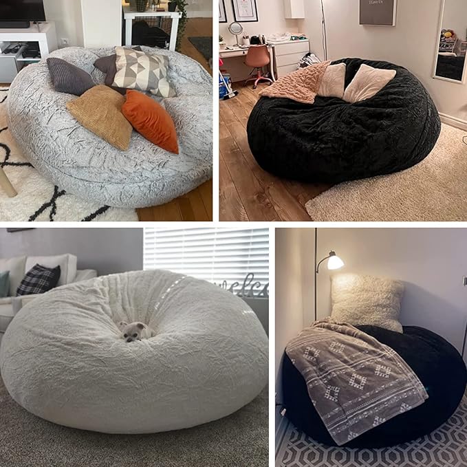 YudouTech (No Filler Bean Bag Chair Cover Without Filler, Big Round Soft Fluffy - Image 5
