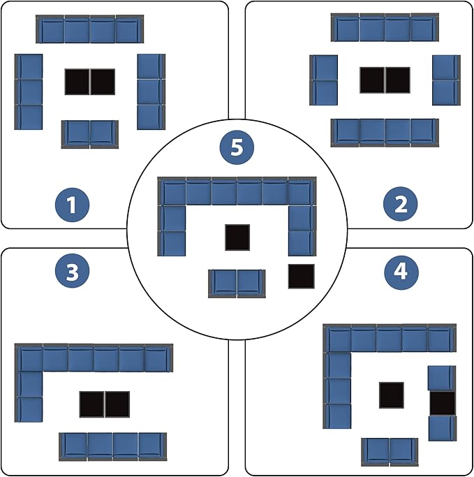 KIGOTY Patio Furniture Set, 14 Pieces Modular Outdoor Sectional Sofa, PE Rattan - Image 6