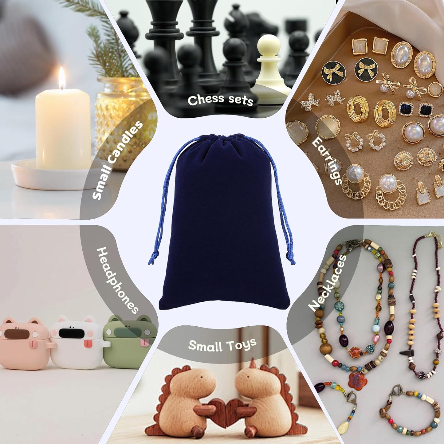 Velvet Drawstring Jewelry Bag, 50Pcs Blue Coin Pouch, 4x6 Tarot Card Holder For Wrapping Halloween Party Favors, Small Jewelry, Small Bussiness, Pendents, Bracelet, Customers