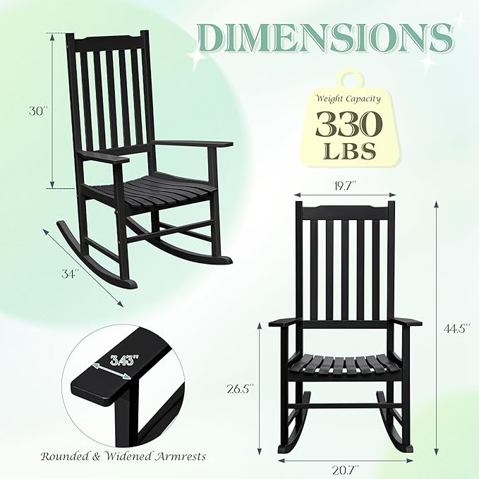 Flamaker Outdoor Rocking Chair Oversized Wooden Patio Chairs - Image 3