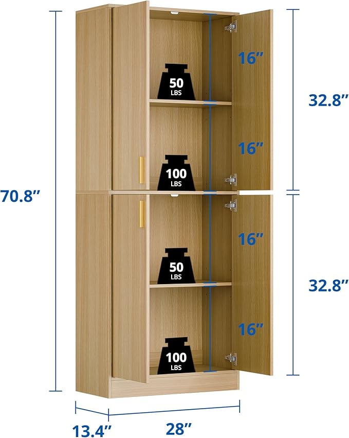 Cozy Castle Kitchen Pantry Cabinet, Freestanding Food Storage Organizer - Image 2