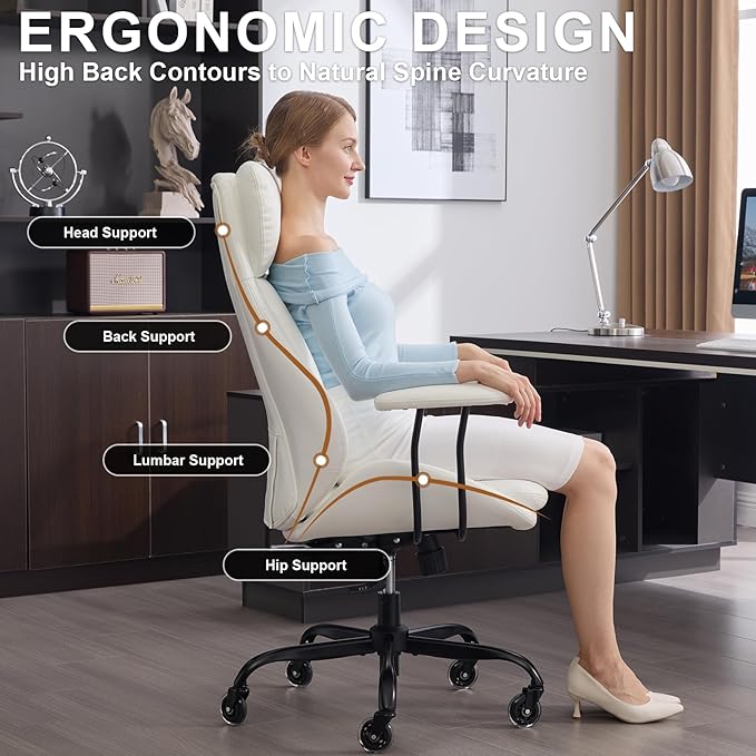 E-Motie Office Chair, Leather Desk Chair - Image 3