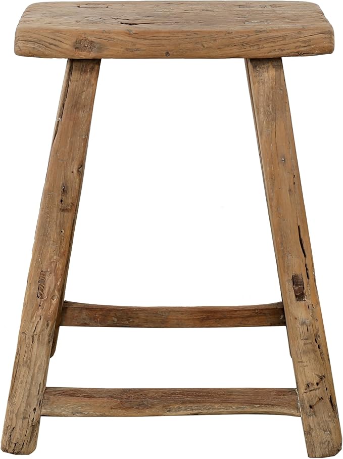 Artissance Vintage Wooden Stool, Solid Natural Wood 12–20" W x 6–9" D x 18–22" H by Unknown
