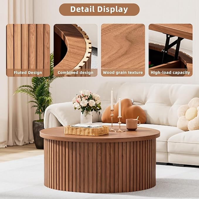 Fsbecl Fluted Lift Top Coffee Table - Image 4