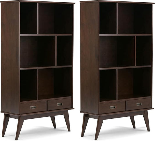 SIMPLIHOME Draper 35 inch Mid-Century Modern Bookcase and Storage Unit in by SimpliHome