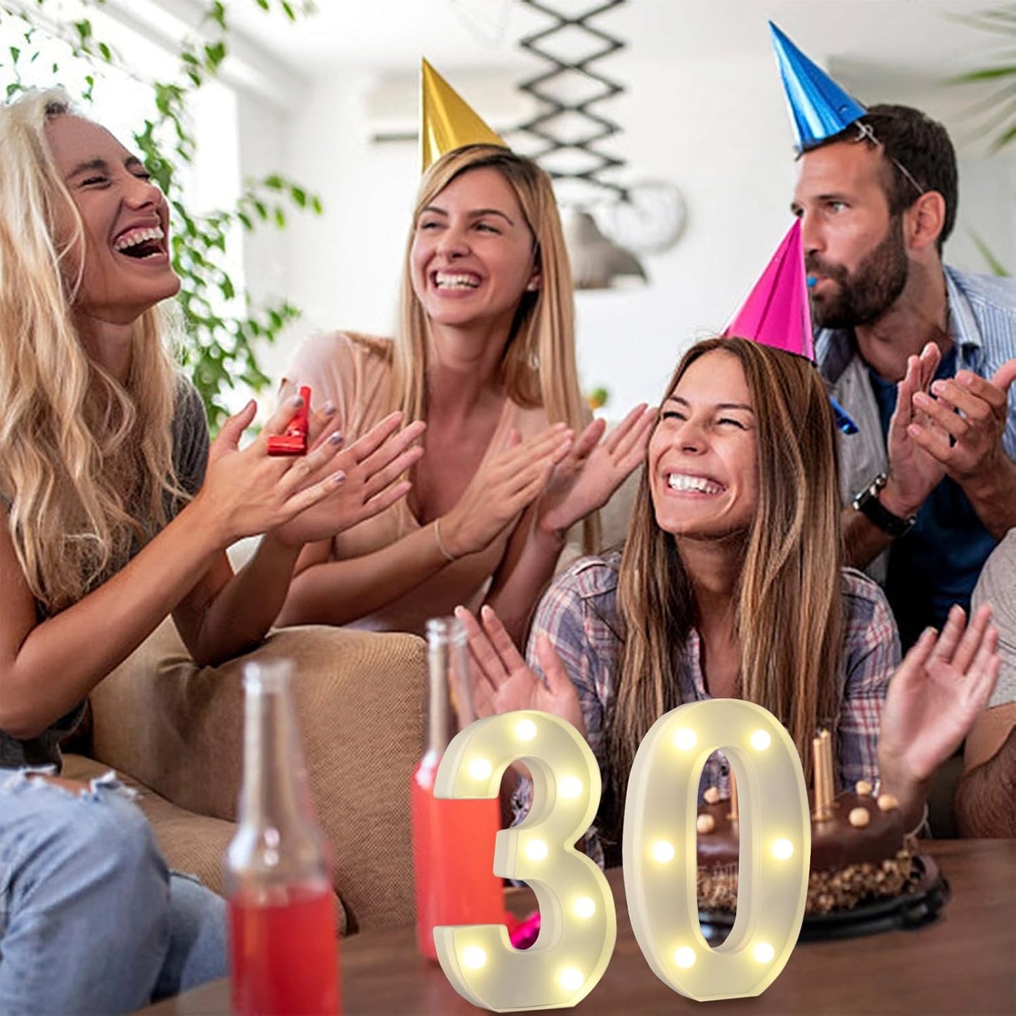 LED Marquee Letter Lights, Decorative Light Up Numbers for 30th Birthday Party, Battery Operated, Warm White Small Marquee 30 Sign for Anniversary Decorations