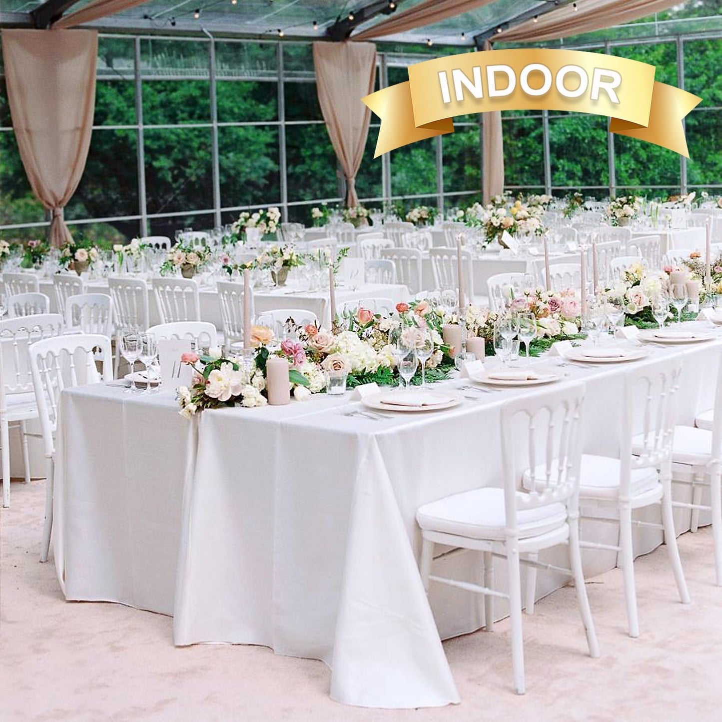 sancua 8 Pack White Tablecloth 90 x 132 Inch - Rectangle Table Cloth for 6 Feet Tables Stain and Wrinkle Resistant Washable Polyester Table Cover for Dining Wedding Banquet Party Buffet Restaurant