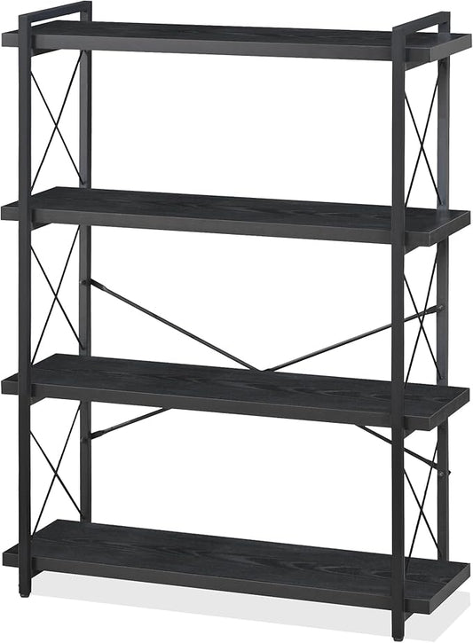 HCHQHS Bookshelf, 4-Tier Industrial Bookcase, Freestanding Tall Bookshelves by HCHQHS