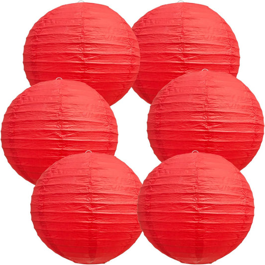 BEISHIDA 8-Inch Red Round Paper Lanterns Decorative Hanging Asia Chinese Japanese Paper Lanterns Lamp for Birthday Wedding Baby Bridal Shower Christmas Home Decor Party Decoration（6 Packs）