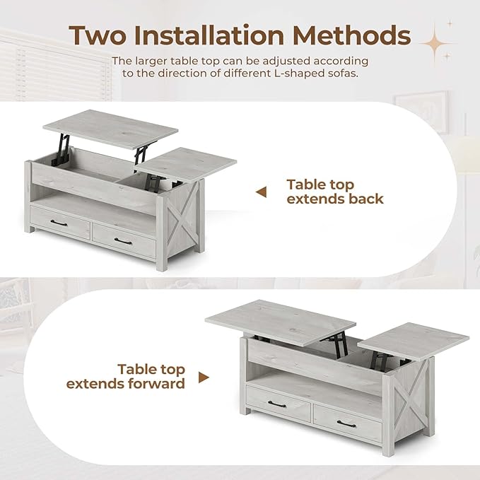 Seventable Coffee Table, 39.3" Lift Top Coffee Table - Image 5