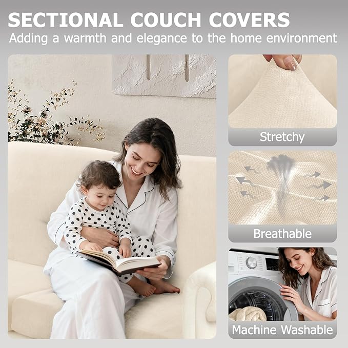Arfntevss Velvet Sectional Couch Covers L Shape Couch Cushion Covers Slipcovers - Image 2