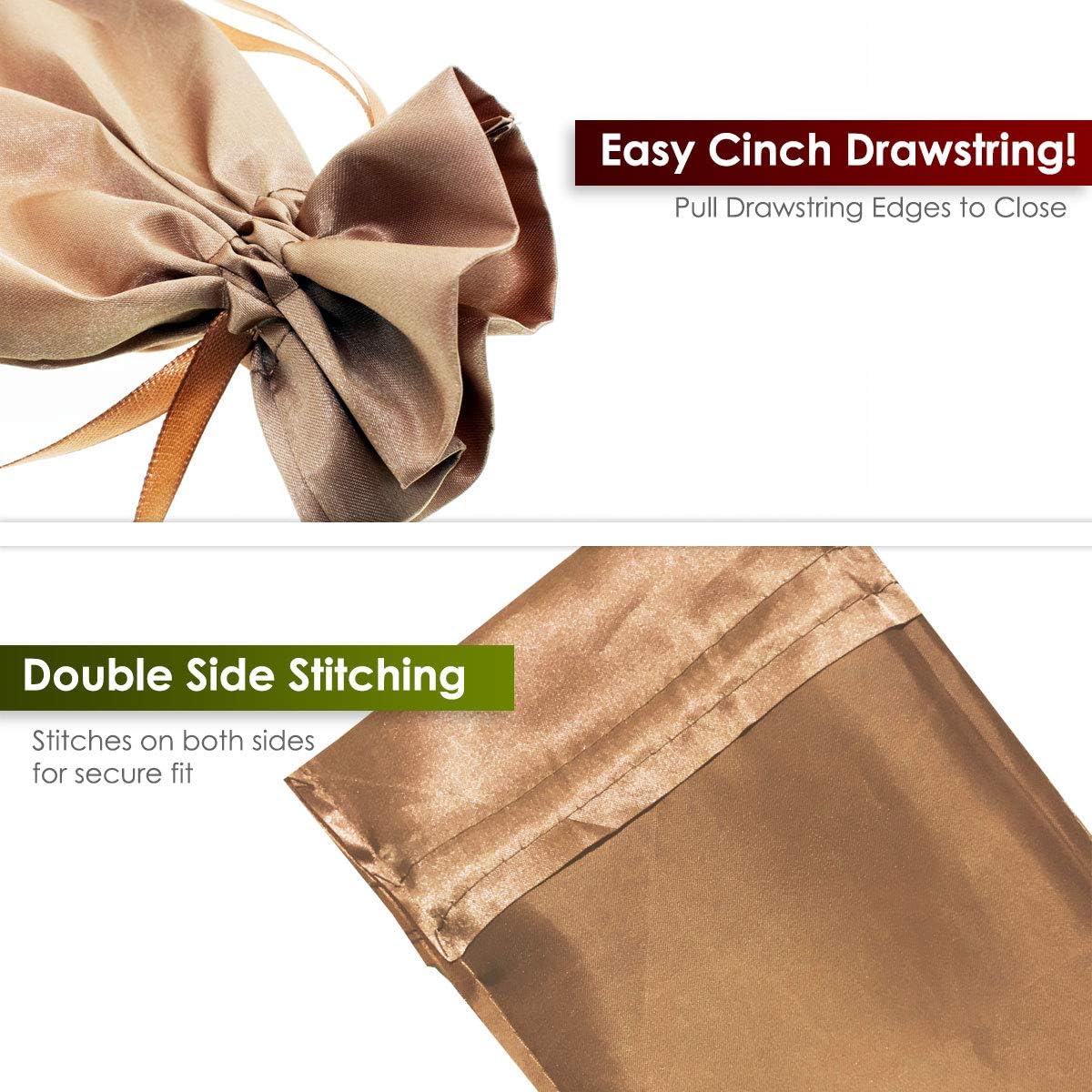 6" x 9" Old Gold Satin Gift Bags, Jewelry Bags, Wedding Favor Drawstring Bags Baby Shower Christmas Gift Bags 50 per Pack