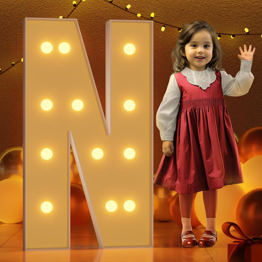 Marquee Letters 4 Feet Tall Large Light Up Letters N Happy Birthday Decorations Marry Me Engagement Party Decor Yellow Light Birthday Decorations Balloon Arch Kit Foam Sign N
