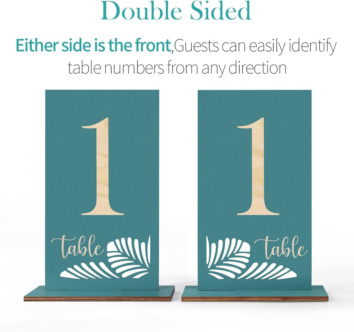 Wooden Table Numbers 1-25,3.2x5.8 Inch Double Sided Rustic Blue Wedding Table Number Signs with Wooden Base,Wedding Centerpieces for Banquet Restaurant Party Decor (Blue, 1-25)