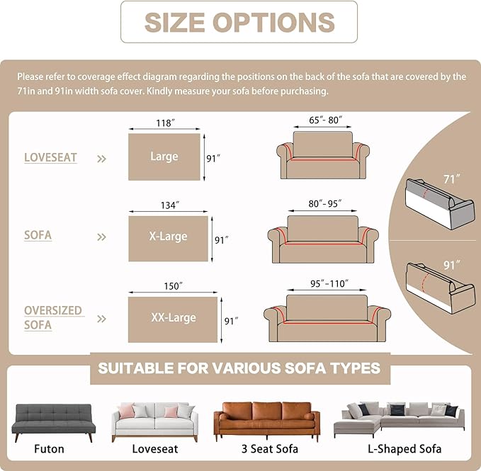 DREAMINGO Sofa Covers Washable Thick Chenille Couch Cover - Image 2