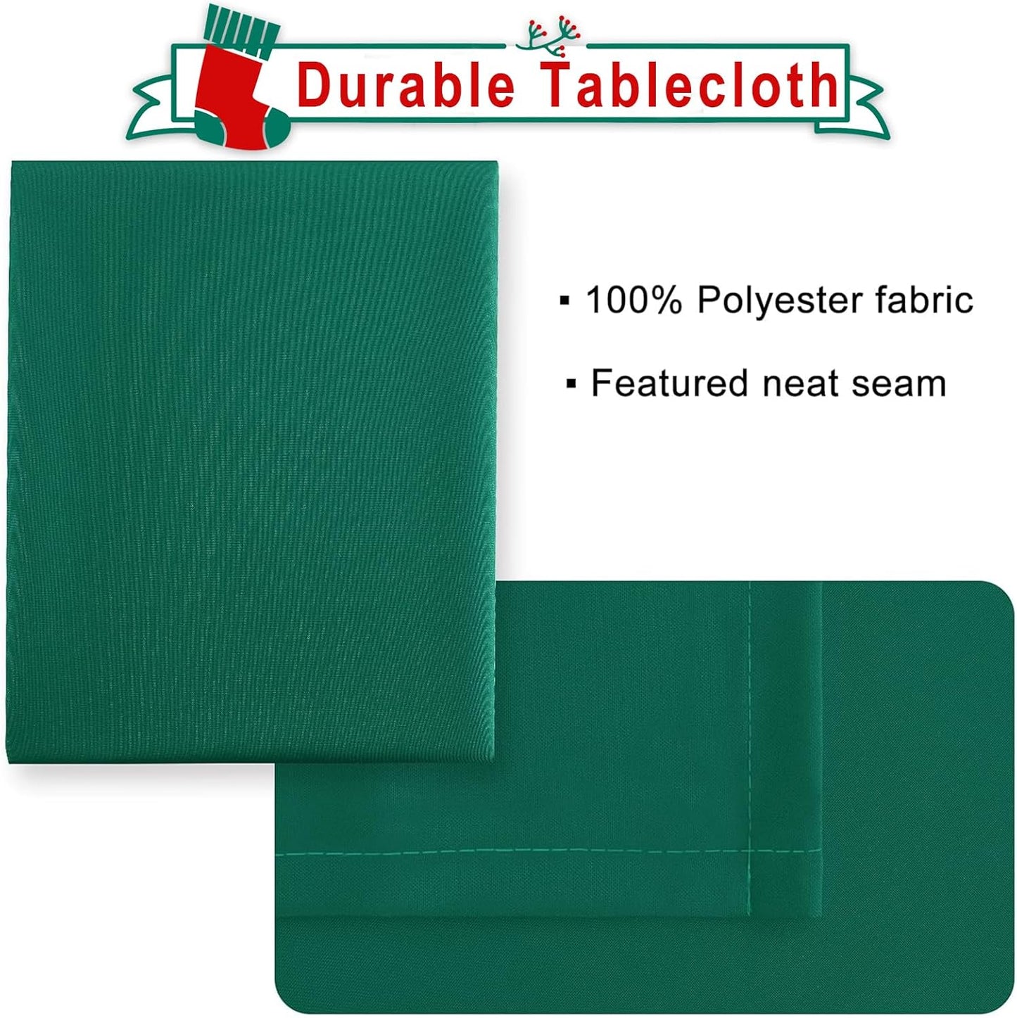 Hiasan Emerald Green Tablecloth for Rectangle Tables - Waterproof Washable Oblong Table Cloth for Dining Kitchen and Outdoor Use, 70 x 90 Inch