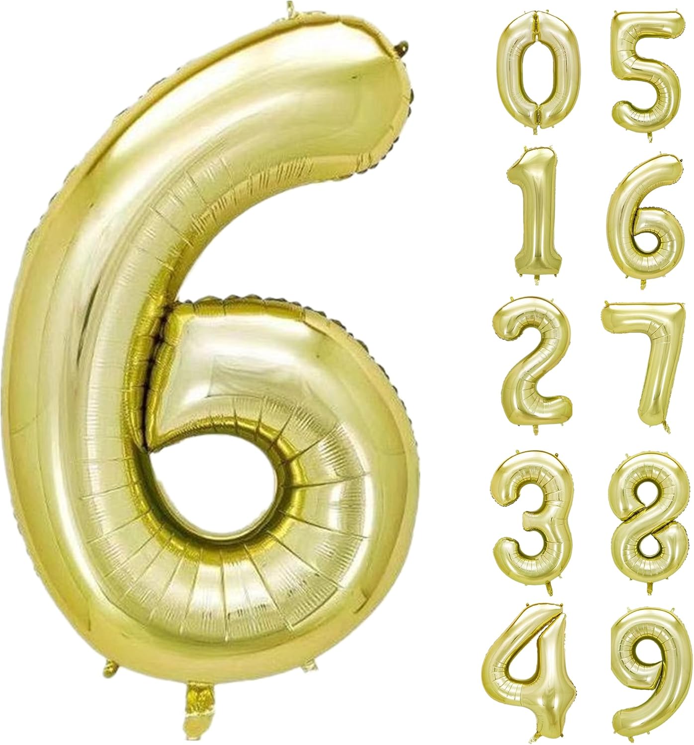 40 Inch Numbers 6 Light Gold Large Balloon Digital 6 for Birthday Party, 0-9 Birthday Party Decorations,Foil Mylar Big Number 1 Wedding Graduations Photo Shoot Decorations(Number 6)