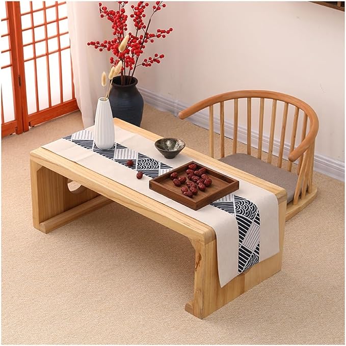 Japanese Floor Table, Vintage Low Rectangular Tea Table, Tatami Accent Furniture by Unknown