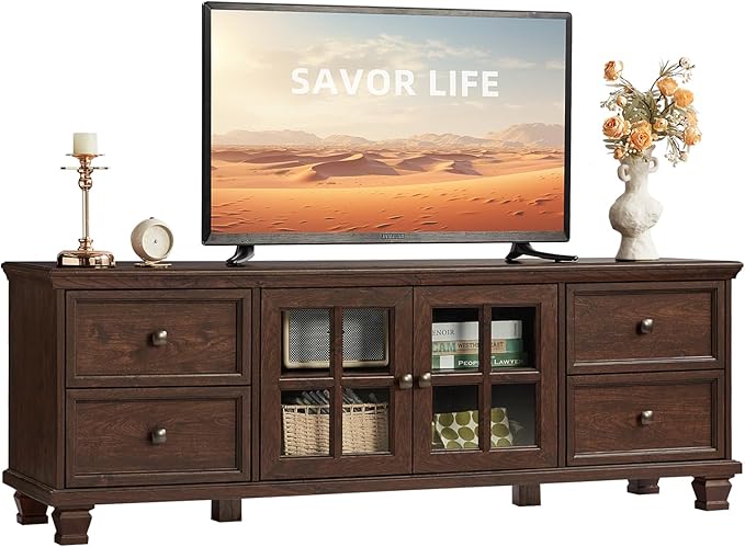 SAVOR LIFE Farmhouse TV Stands for Living Room, Wood TV Console - Image 9