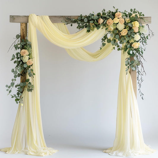 Wokceer Wedding Arch Draping Fabric 28.7" x 20FT Beige Sheer Drapes Backdrop for Wedding Ceremony, Birthday Party, Bridal Shower Decoration