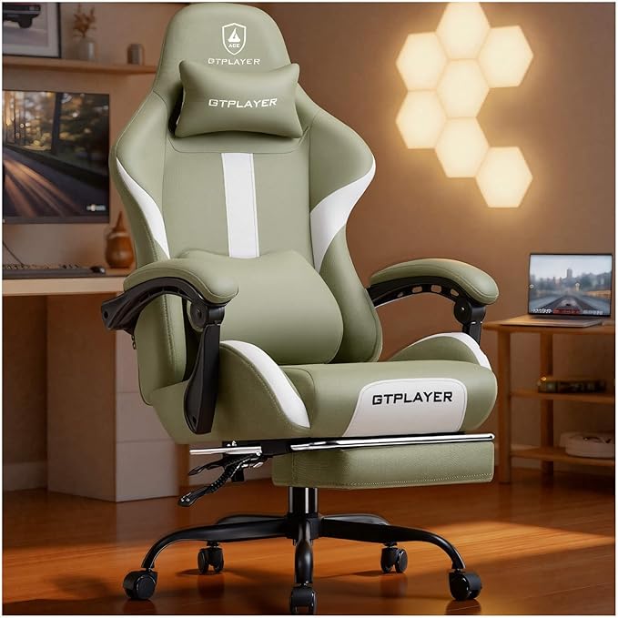GTPLAYER Gaming Chair with Foot Rest & Pocket Spring Cushion, Ergonomic High by GTPLAYER
