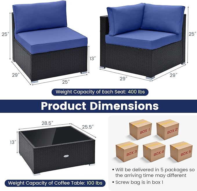 Tangkula 10 Pieces Patio Sofa Set, Outdoor Wicker Conversation Set - Image 4