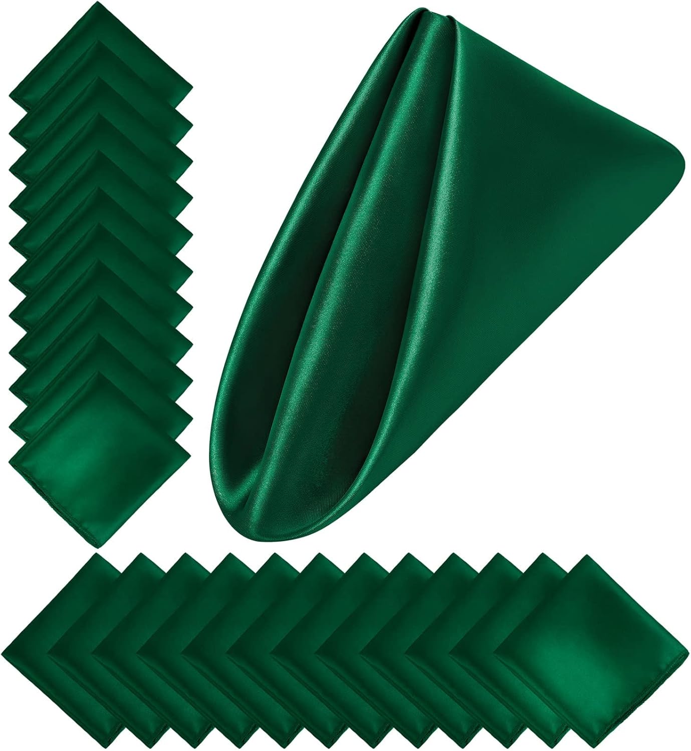 Aneco 24 Pieces Satin Napkin Square 20 x 20 Inches Dinner Napkins Weddings Party Napkin Soft Table Napkins for Romantic Weddings Party Dinner Decoration (Forest Green)
