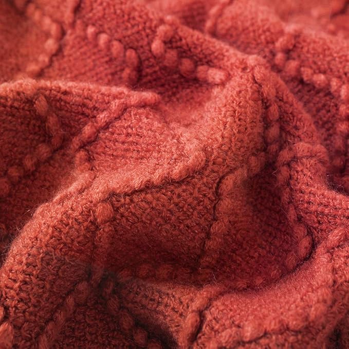 BOURINA Rust Throw Blanket 50 x90 Inches Textured Solid Soft Sofa Throw Bed - Image 5