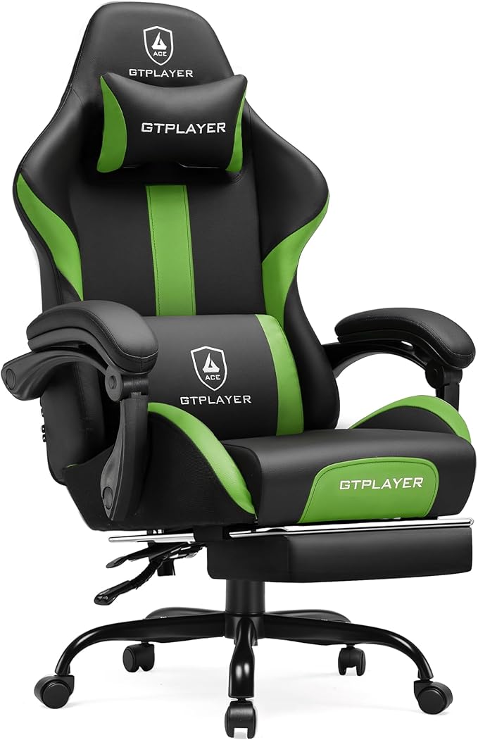 GTPLAYER Gaming Chair with Pocket Spring Cushion, Leather Office Chair with by GTPLAYER