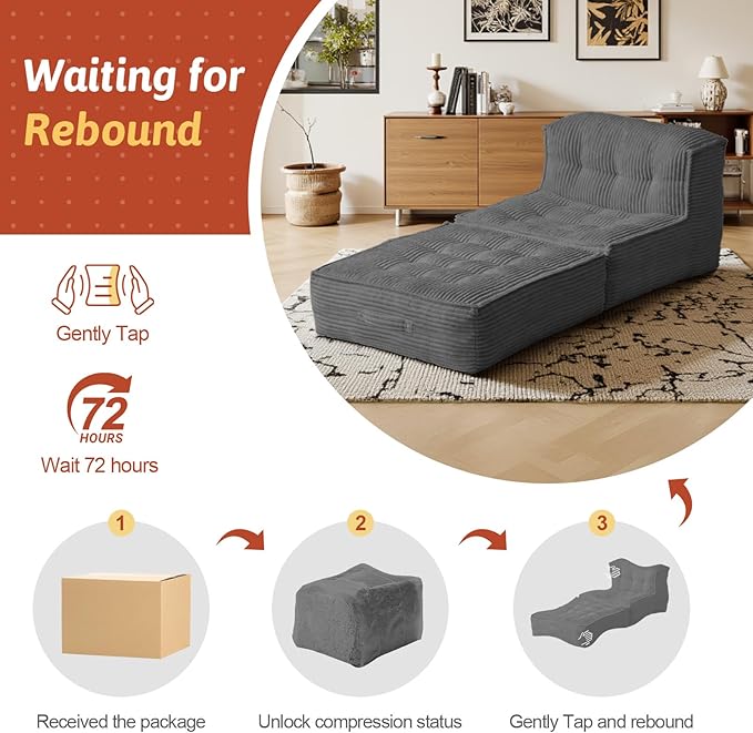 5-in-1 Convertible Folding Sofa Bed, Frameless Convertible Couch - Image 7