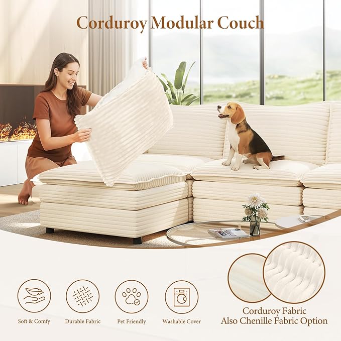 Vesgantti 108" Cloud Couch for Living Room, t6 Seats Deep Seat Sectional - Image 6