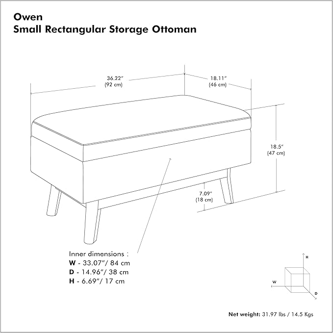 SIMPLIHOME Owen Small Rectangular Storage Ottoman - Image 14