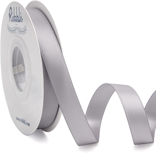 Ribbli Silver Double Faced Satin Ribbon,1/2” x Continuous 25 Yards,Use for Craft Bows Bouquet, Gift Wrapping, Wedding Decoration, Floral Arrangement