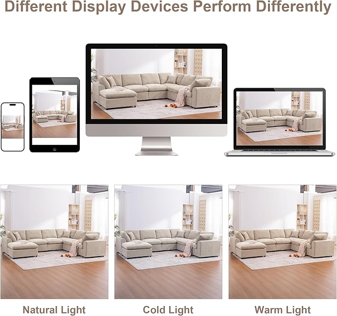 Oversized Modular Sectional Sofa Couch, Large 7 Seater Corner Sofa Modern U - Image 8