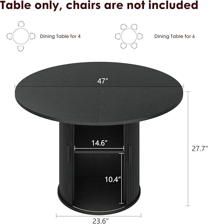 GarveeHome 47'' Round Dining Table - Image 2