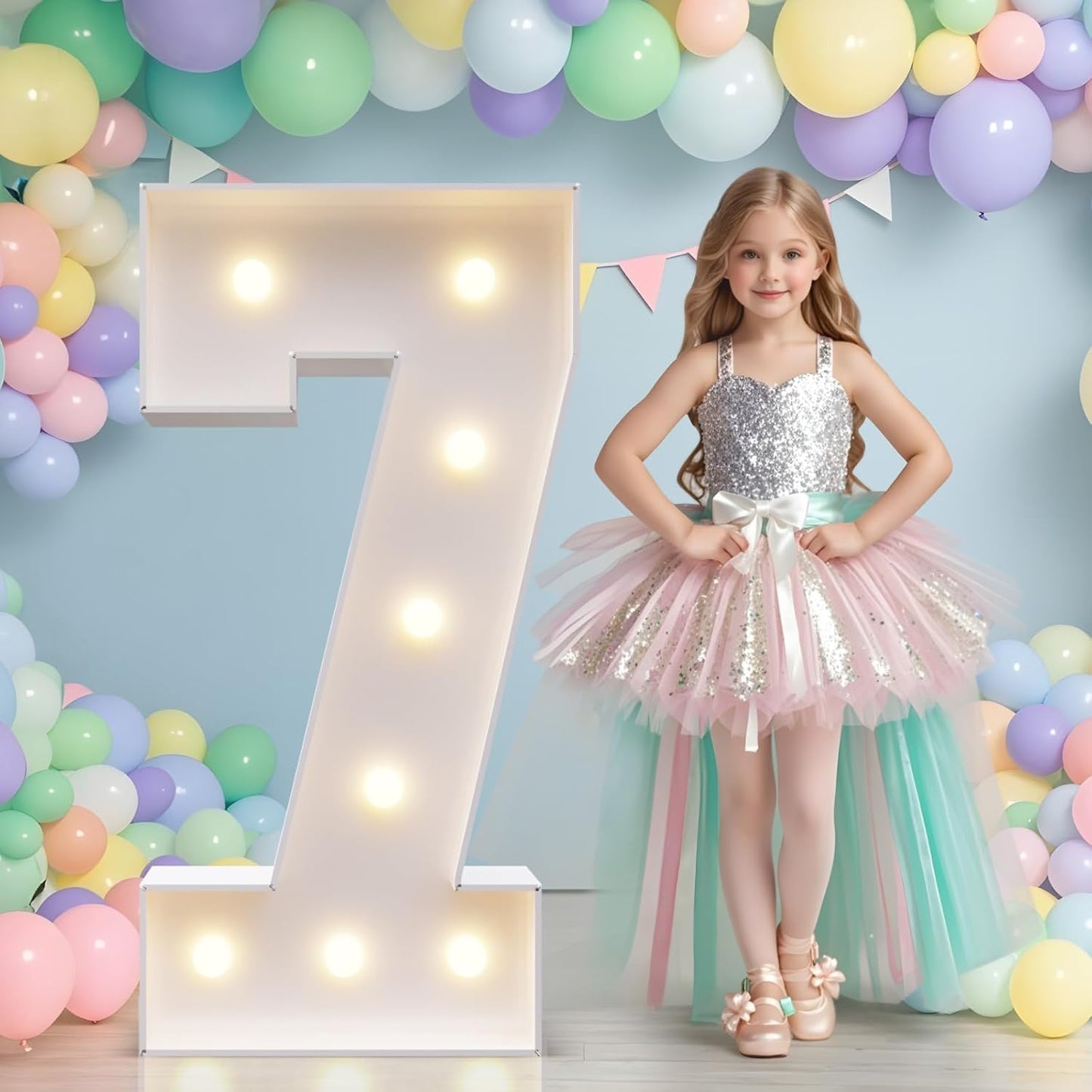 JoyMuse Marquee Numbers 3 Feet Tall, Light Up Numbers with Lights, Large Numbers for Party, Number 7 Light Up Numbers for Baby Showe Anniversary Birthday Decorations for Girls Boys