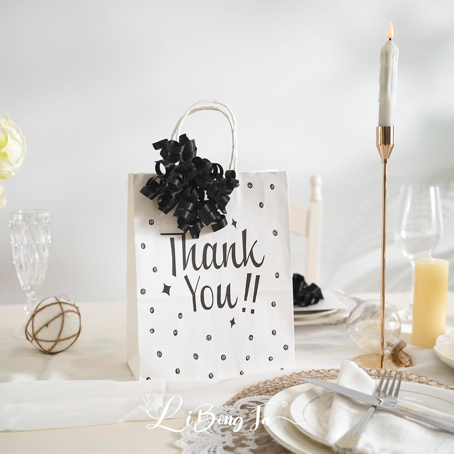 5 Inch Black Bows Curly Ribbon Bows for Gift Wrapping, Satin Bows with Double-Sided Tape, Self Adhesive Bows for Party, Wedding, Birthday Decor, Premade Bows for Crafts, Wine Glasses-8 PCs