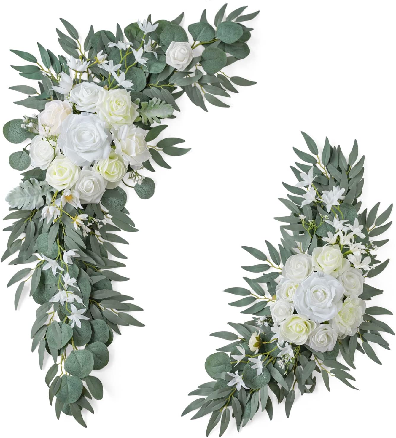 ponatia Wedding Arch Flowers (Pack of 2), Artificial White Wedding Flowers for Wedding Welcome Signs Decorations and Arch Flowers for Wedding Ceremony Reception (White & Ivory)
