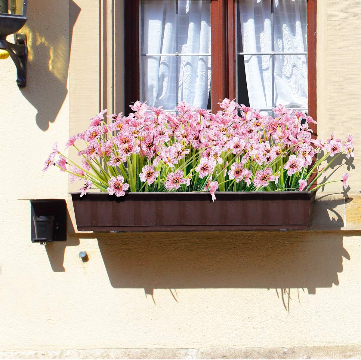 30 Bundles Artificial Flowers Outdoor UV Resistant Fake Flowers No Fade Faux Plastic Plants Garden Porch Window Box Decorating(Pink)