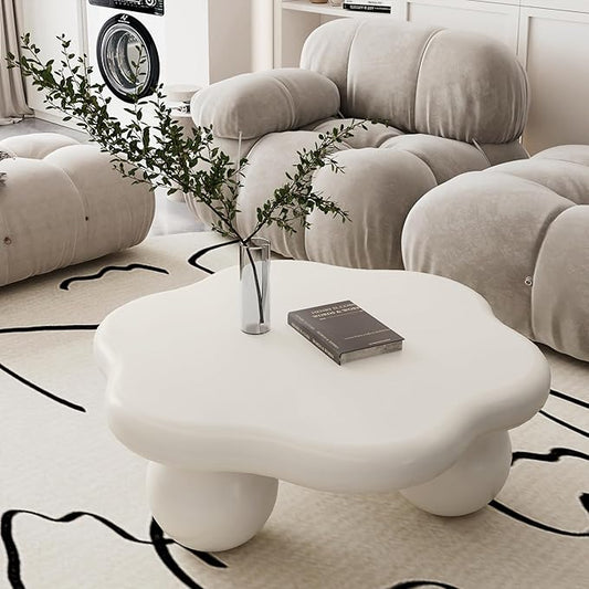 35" Cloud Coffee Table with 3 Ball Legs, Modern Minimalist Petal Center Table by BSYEIO
