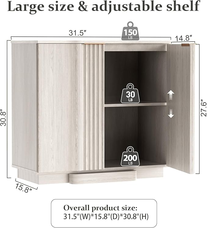 Brafab Buffet Cabinet, 31.5" Modern Farmhouse Accent Sideboard Cabinet - Image 2