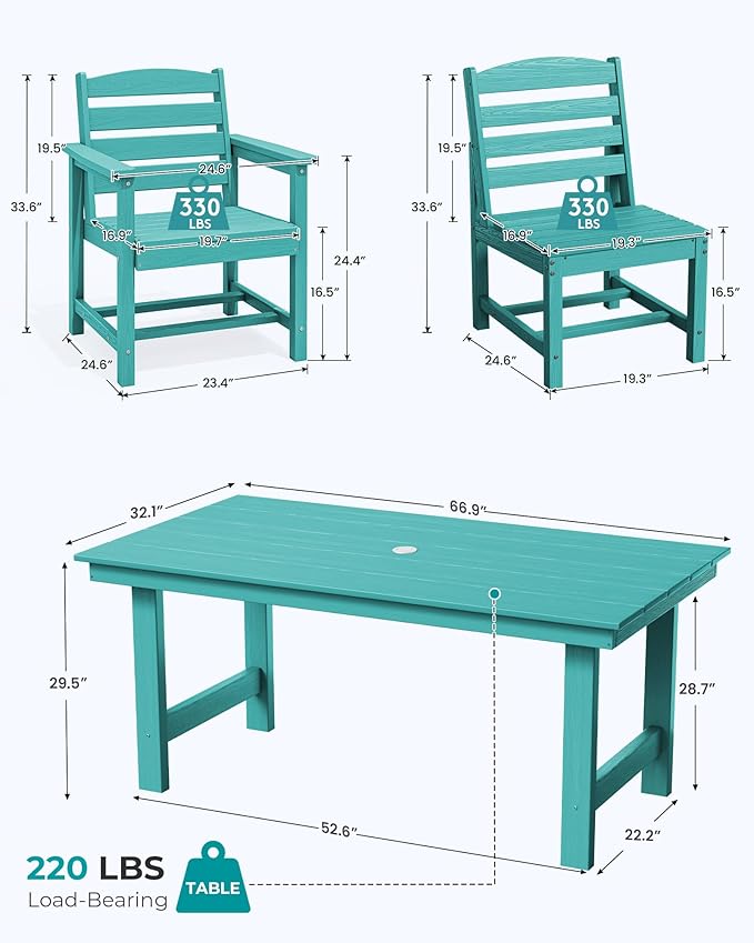 SERWALL Patio Dining Sets for 10 Person, HDPE Dining Set - Image 4